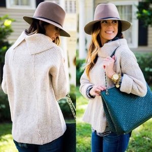 Women's Cream Cozy Waffle-Knit Sweater Jacket